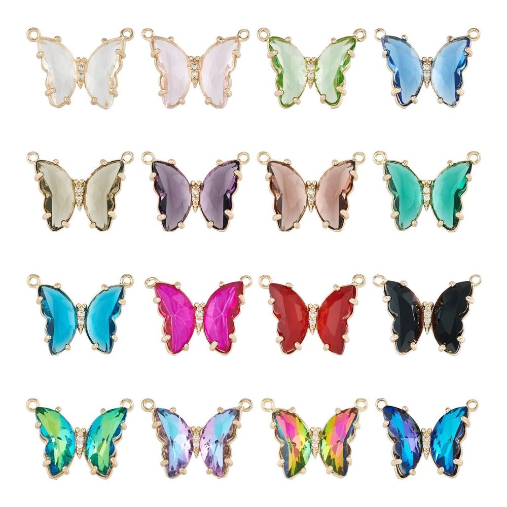 2169 16pcs Butterfly Crystal Charms for Jewelry Making Glass Butterfly